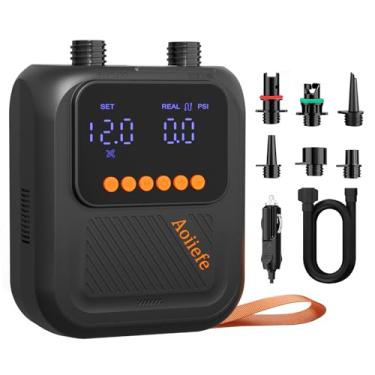 Imagem de Aoiiefe Bomba de SUP elétrica portátil 20PSI - Compressor de carro 12V DC com enchimento rápido, desligamento automático e esvaziamento para pranchas de stand-up paddle, caiaques, barcos e infláveis