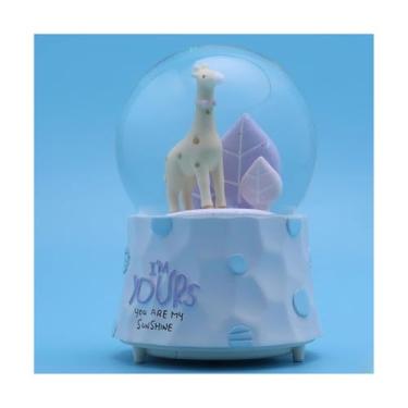 Imagem de ZZTWER Caixa musical bola de cristal caixa de música, girafa de desenho criativo caixa de música globo de neve artesanato de resina presente para presentes de festa de Natal, decoração de Natal