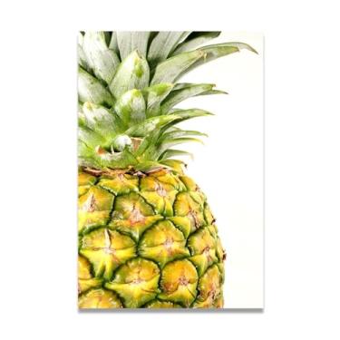 Imagem de LKXGRRSFG Meio abacaxi fruta sazonal e paisagem fotografada real arte em tela - decoração fresca para sala de estar e sala de jantar 69,8 x 105 cm sem moldura
