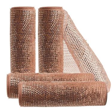 Imagem de Kit 4 Telas Decoração Natal Fita Larga 25cm x 5 metros Rosê Gold - Magizi