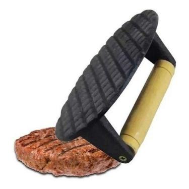 Imagem de Prensador Amassador Ferro Fundido P/ Bife Hamburguer Carne - Aluferro,