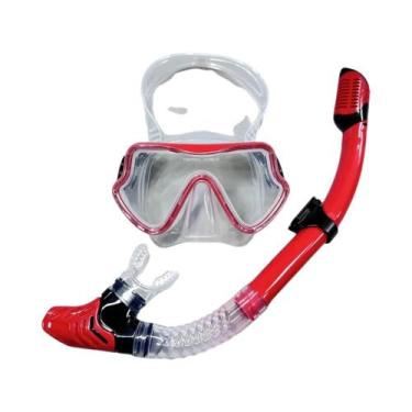 Imagem de Máscara de Mergulho com Snorkel para Adultos e Jovens - Lente de Vidro