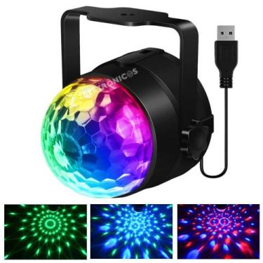 Imagem de Mini Globo Laser Bola Maluca USB Jogo De Luz Rgb Colorido Brilhante LE
