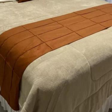 Imagem de Peseira Suede drapeada Queen 2,30x45 terracota - La casa paris