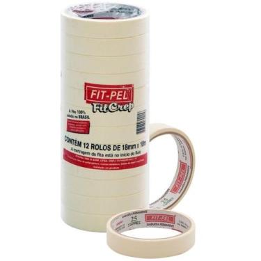 Imagem de Fita Crepe 18mm x 50m Uso Geral Pintura Adere kit 12un - Mor, fita cre