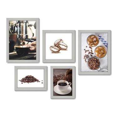 Imagem de Kit Com 5 Quadros Decorativos - Café Cafeteria Lanchonete - 065kq01b -