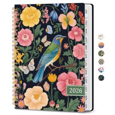 Imagem de Agenda 2026, agenda de planejamento semanal e mensal para mulheres, janeiro de 2026 a dezembro de 2026, livro de agenda de planejamento de capa dura com abas, encadernação em espiral, bolso interno