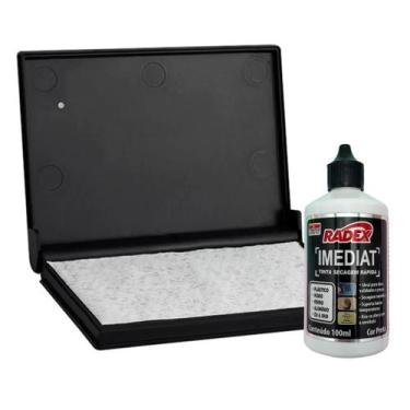 Imagem de Kit Almofada Para Carimbo Sem Tinta N4 + 1 Tinta Imediat Para Plástico