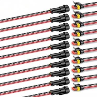 Imagem de Conector de cabo elétrico de 20 peças à prova d'água para carro macho fêmea kit de plugue de 2 pinos