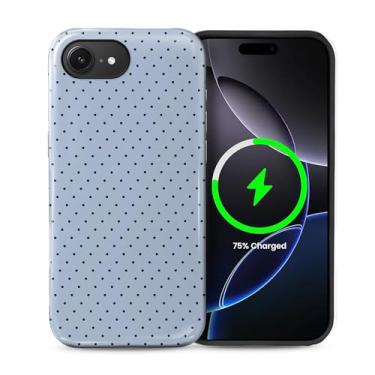 Imagem de casesok Capa para iPhone 16e, compatível com MagSafe, design bonito de estampa de bolinhas para mulheres e meninas, capa de proteção durável de TPU macio para iPhone 16e-azul