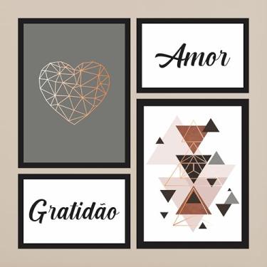 Imagem de Kit 4 Placas Decorativas - Amor & Gratidão, MDF 3mm - 30x40cm / 30x20cm