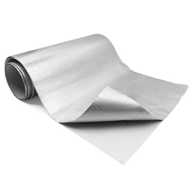 Imagem de Aggsound Fita de proteção térmica aluminizada de 11,8 x 118,1 polegadas, isolamento de fibra de vidro, barreira térmica, autoadesiva, cobertor, material reflexivo, proteção de alta temperatura