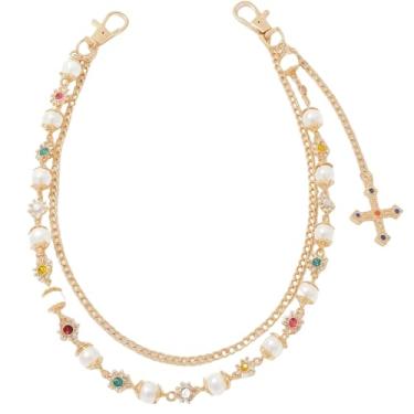 Imagem de Corrente para calças, corrente de bolso dourada para homens e mulheres, correntes de jeans elegantes para amantes de hip hop, perfeita para festivais de dança de rua e música, corrente de bolsa de