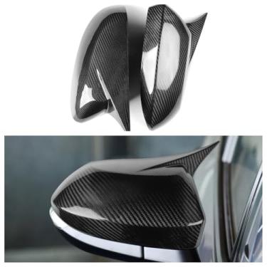 Imagem de 2 peças de acabamento de espelho retrovisor dianteiro elétrico dobrável esquerdo e direito em fibra de carbono real para carro, compatível com Toyota Corolla modelo 2019-2021