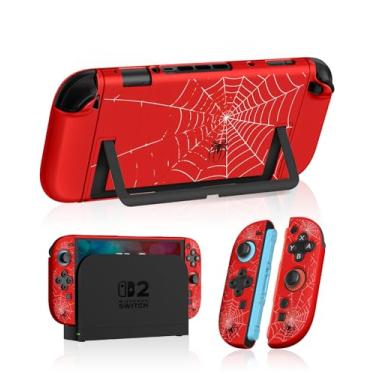Imagem de Gurgitat Capa encaixável para Nintendo Switch 2 - Capa protetora de TPU macio com design fofo de desenho animado para Joy-Con Red Spdr PC para Switch 2 2025 para meninos e meninas
