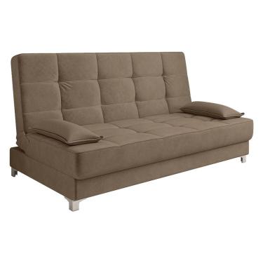 Imagem de Sofá Cama 193 Cm Veludo Cappucino Pés Plástico Cromado