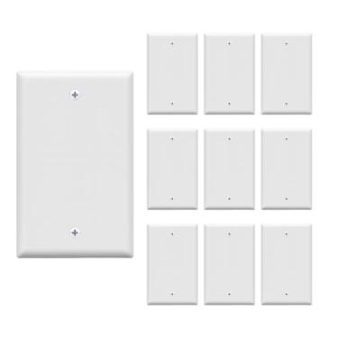 Imagem de ChaosssCo Placa de parede única em branco de 1 gangue para capa de interruptor de tomada e decorativa, branca (pacote com 10)