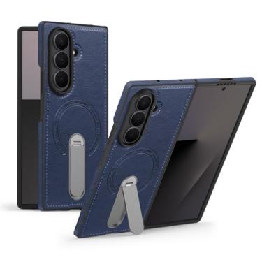 Imagem de Capa de couro com suporte rotae 360 para Samsung Galaxy Z Fold 7 6 5 4 3 5G Capa magnética resistente, capas militares à prova de choque (dobra3, azul)