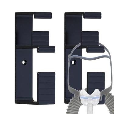 Imagem de Cpap Gancho de mangueira 2 peças, suporte de mangueira Cpap de metal anti-liberação para cama, design 2 em 1, suporte de máscara de tubo de gancho Cpap para segurar mangueira de cabeça CPAP e tubo