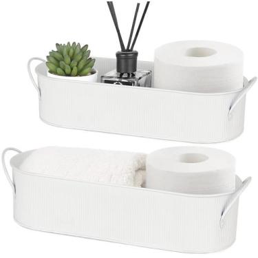 Imagem de Cesta de armazenamento Mkono Metal para banheiro com tampo de banheiro