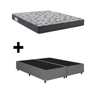 Imagem de Cama Base Box Casal Bipartido Cinza Colchão ISO 100 D33 - Ortobom