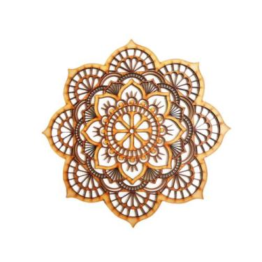 Imagem de Decoração de parede Mandala Lotus Flower Picture 60cm Wood - Lightbek 