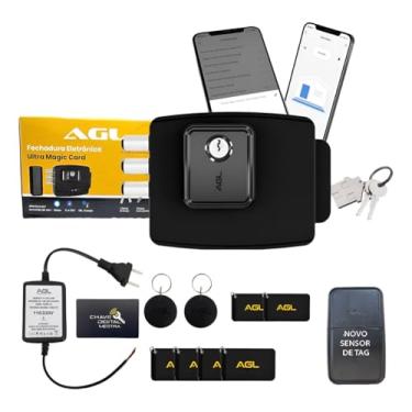 Imagem de Fechadura Eletrônica Wi-Fi AGL Ultra Magic Card 2025 com Abertura por App e Tag MIFARE 13,56MHz 4 Tags Extras