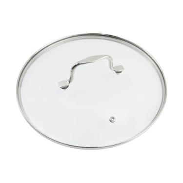 Imagem de Wealrit Tampa de frigideira de 28 cm de vidro temperado universal com alça e aro de aço inoxidável, acessórios instantâneos para frigideiras, panela de pressão; capa ventilada a vapor, lavável na