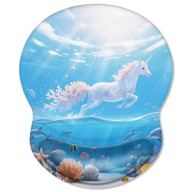 Imagem de ITNRSIIET Mouse pad ergonômico com descanso de pulso em gel confortável, base de poliuretano antiderrapante, superfície texturizada lisa, reduz a fadiga das mãos e a dor no pulso, 21 x 18 cm para