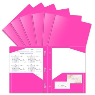 Imagem de Briartw Pacote com 6 pastas de plástico rosa com garras, tamanho carta divertida para meninas, mulheres, escrita criativa, projetos de arte, estudantes de enfermagem e estilo doce