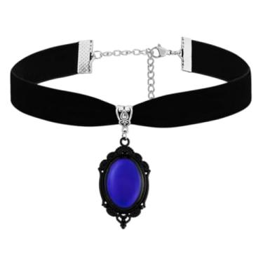 Imagem de PINK TOWN Colar gargantilha vitoriana de veludo gótico, vintage Stardust, cristal, camafeu, gótico, roxo/vermelho/preto, colar punk satanás, demônio, joia de Halloween para mulheres, Large, Zinco