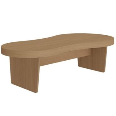 Imagem de Mesa Centro tamburato curvo 50mm de espessura design orgânico, atual e exclusivo MAGNUM Cor Carvalho - Artely
