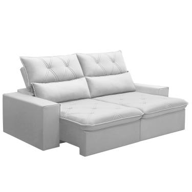 Imagem de Sofá Retrátil Reclinável Para Sala 3 Lugares 210cm Aires F04 Veludo Cinza Claro - Lyam Decor