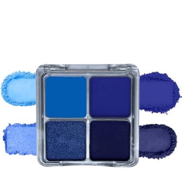 Imagem de GUANTIAN Paleta de maquiagem de sombra de olhos azul escuro claro fosco 4 cores, paleta de sombras à prova d'água altamente pigmentada brilho fosco para mulheres (azul)