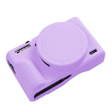 Imagem de Easy Hood Capa Protetora De Silicone Macio Para Câmera Digital Canon Powershot G7X Mark Iii, Protetor Corpo Durável Com Lente Removível - Roxo