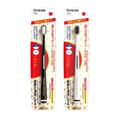 Imagem de TOYADENT SUPREME Escova de Dente Extra Macias, 1 Unidade Adulto, 10000 Cerdas Extra Finas, Compacta e Portátil, Para Viagem e Uso Diário, Suave para Gengivas (Preto+Branco(2 unidades))