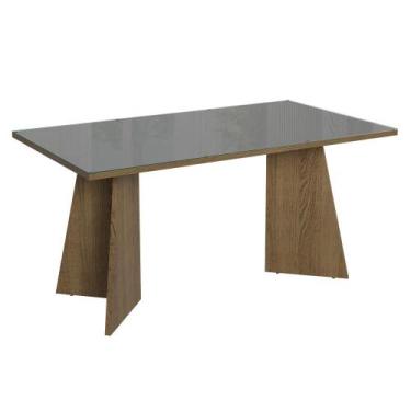 Imagem de Mesa de Jantar Retangular Tampo de Vidro 5389 Madesa, Rustic/Cinza