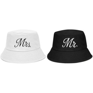 Imagem de MGupzao Couples Bucket Hats - Wedding Gift Set for Bride and Groom, Bridal Shower, Engagement, Honeymoon | Fun Bachelorette Party Decorations & Gifts for Couples (Mr & Mrs)