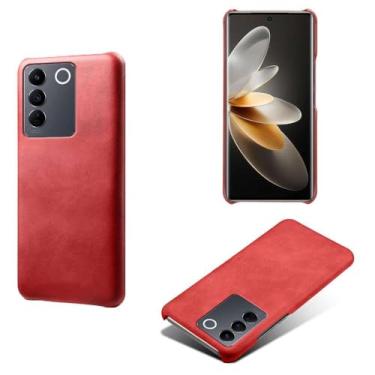 Imagem de Capa para vivo S16e,Proteção contra quedas,Casca de volta de cor sólida simples,Design de couro de imitação de plástico-Red