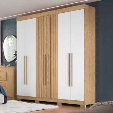 Imagem de Guarda Roupa Casal Flex 6 Portas com Pés Verona Móveis Castro - Angelin/Branco Line-Angelin