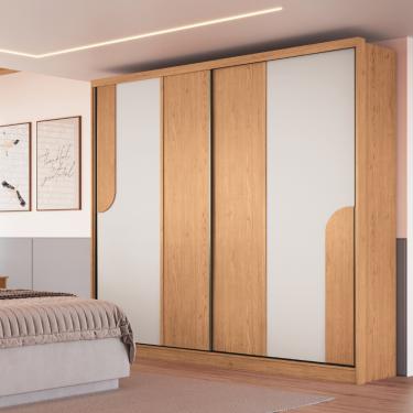 Imagem de Guarda Roupa Casal Flex 2 Portas de Correr Lumos New Móveis Castro - Cedro/Blanc/Cedro