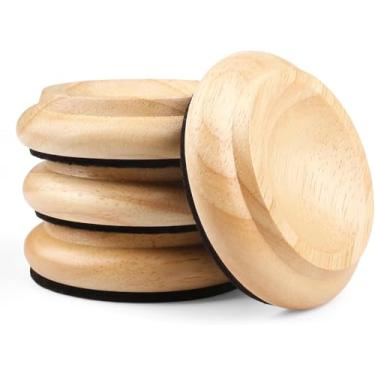 Imagem de HilerPunk 4 Peças De Copos Madeira Maciça Para Piano Vertical, Móveis, Sofás, Camas, Cadeiras, Rodas, Almofadas Com Feltro Antiderrapante E Antirruído, Protetores Piso - Natural