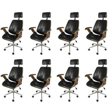 Imagem de Kit 8 Cadeiras para Escritorio Presidente Bergen 3331 Preto