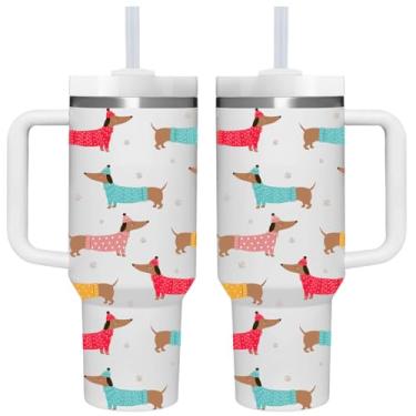 Imagem de Dachshund Gifts.1,134 g Copo de Dachshund com alça. Presente de copo para amantes de dachshund. Presente de aniversário e Natal para mulheres e homens.