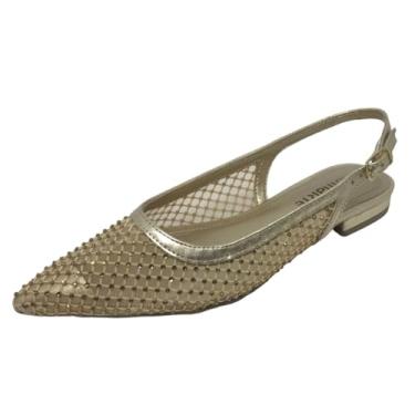 Imagem de Scarpin Feminino Via Marte em Tela Metalizado Dourado - 35