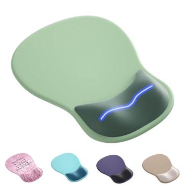 Imagem de Mouse pad ergonômico com descanso de pulso, bonito suporte de pulso de gel para mousepad - pequeno mini portátil para viagem, mouse pads para mesa, computador, escritório e decoração de casa (verde