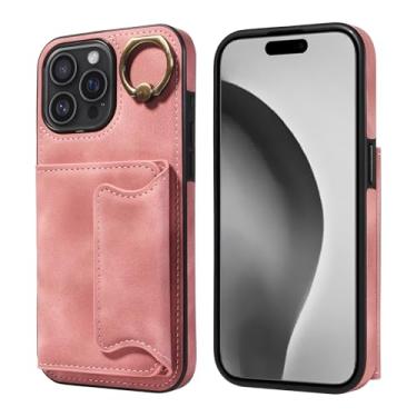 Imagem de YOGISU Capas de couro para iPhone 13 Pro Max com fivela de anel e compartimento para cartão, duráveis e à prova de choque (para iPhone 13 Pro Max/OURO ROSÉ)