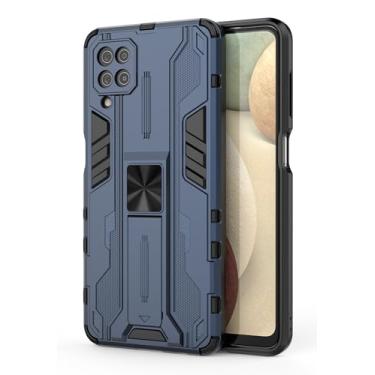 Imagem de SORAKA Capa para Samsung Galaxy A12 com suporte Capa de proteção resistente para Samsung Galaxy M12 Capa com placa de metal para suporte magnético para carro Capa Silm Fit