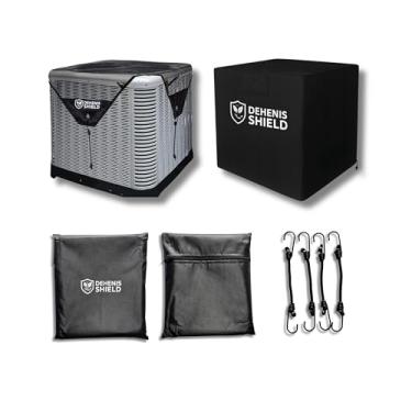 Imagem de DEHENIS SHIELD Conjunto de capa de unidade AC para exterior – proteção 2 em 1 com ar condicionado de malha superior + cobertura completa de inverno – 71 x 71 x 81 cm – impermeável, antidetritos