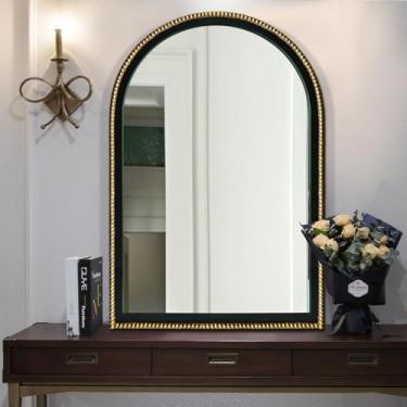 Imagem de WAMIRRO Espelho dourado ornamentado, preto arqueado Morden luxuoso sala de estar decorativa casa de banho de fazenda Mirorrs para entrada Firplace Corredor 91 cm x 61 cm